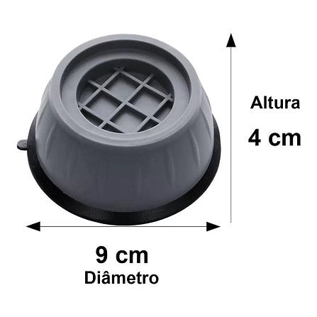 Kit 04 Suporte Pé Nivelador Anti-Ruído Máquina de Lavar M